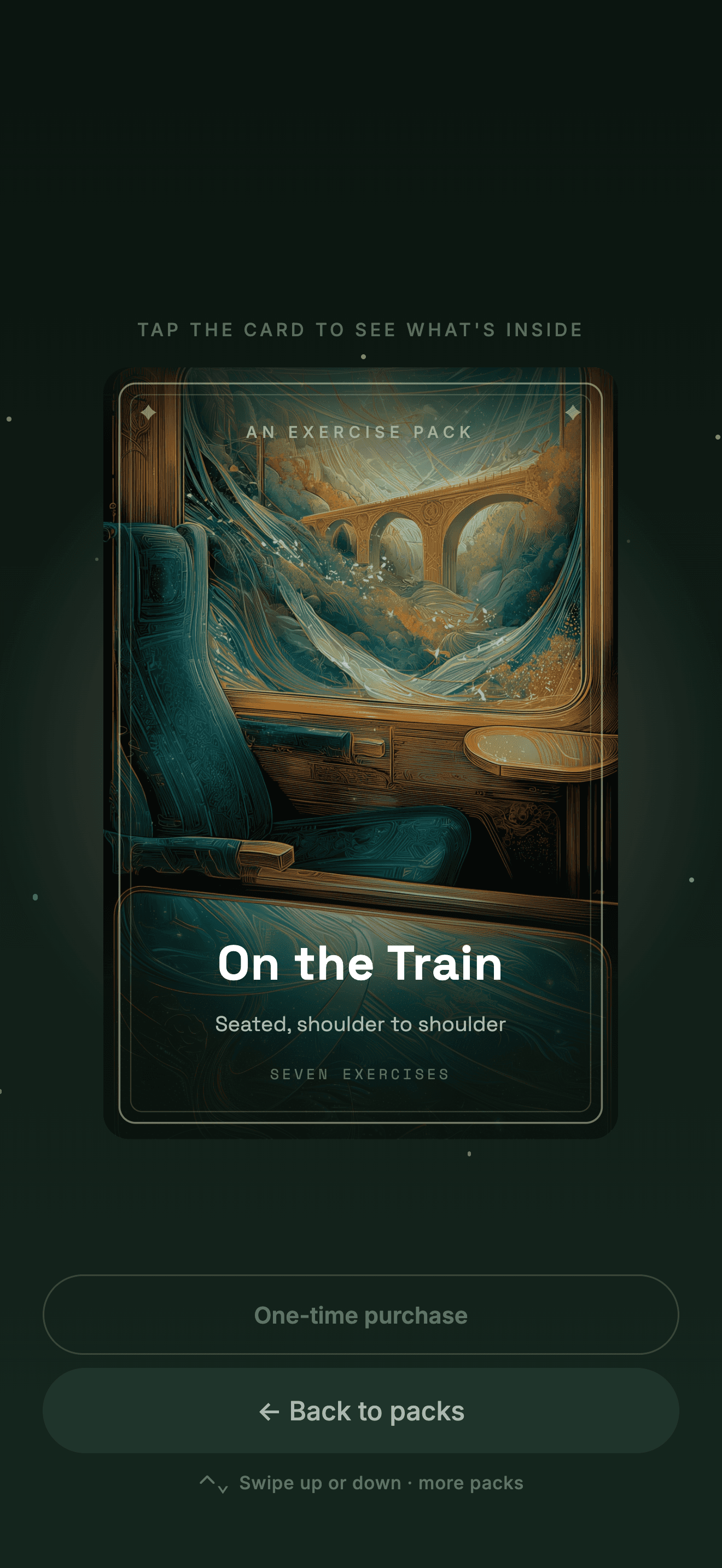 An exercise pack cover card — On the Train